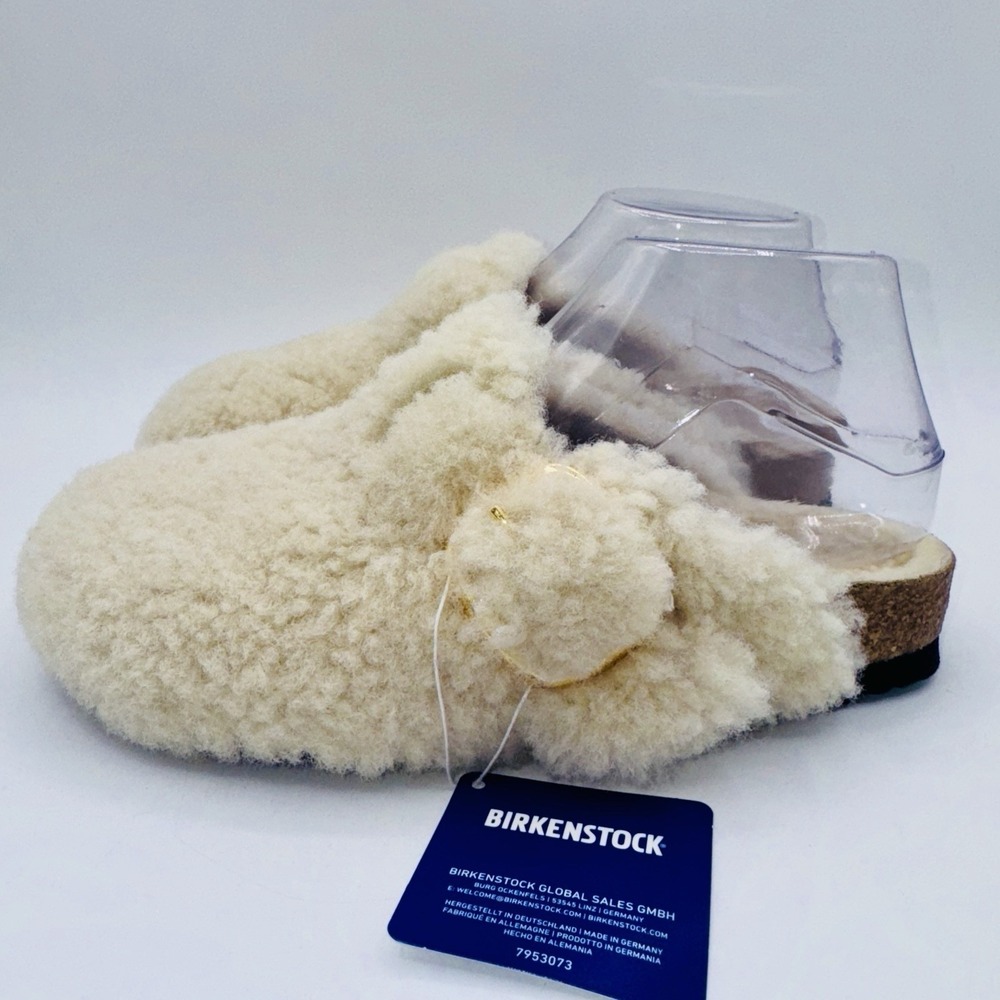 Birkenstock Boston Big Buckle Shearling Mules Women's Size 6 EU 37 Eggshell - Picture 10 of 16